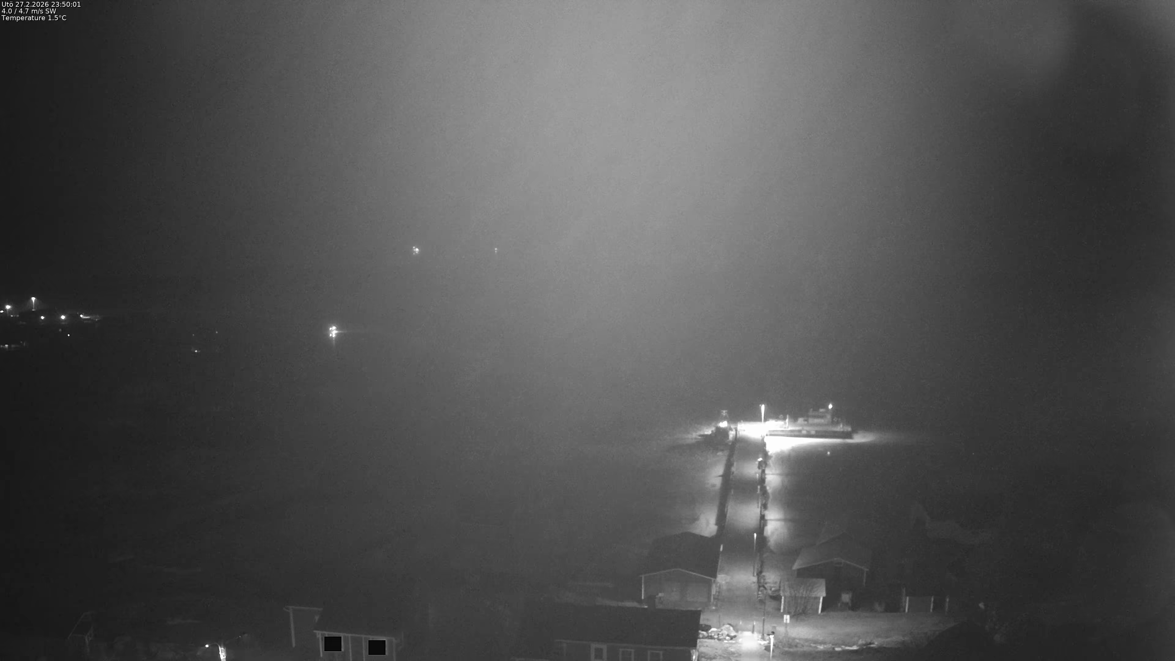 Webbkamerans bild över Utö hamn (Finland).