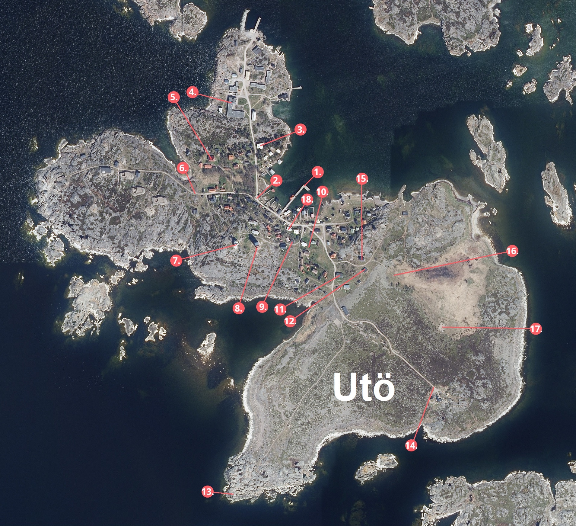 Map of Utö and sightseeing on Utö, Finland